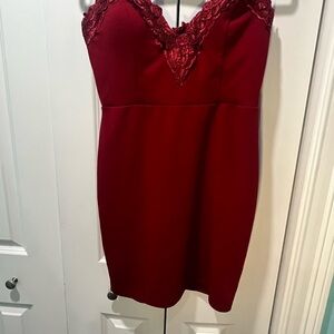 Haute Monde Burgundy Lace Midi Dress